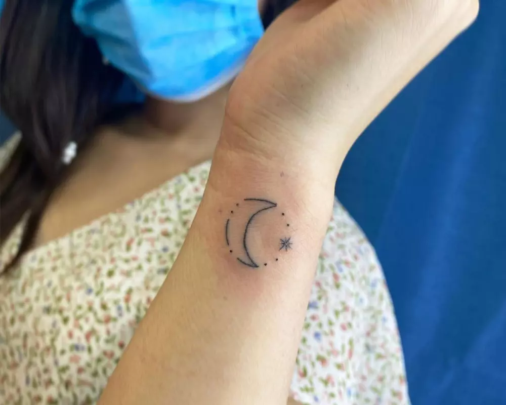 Crescent moon and stars
