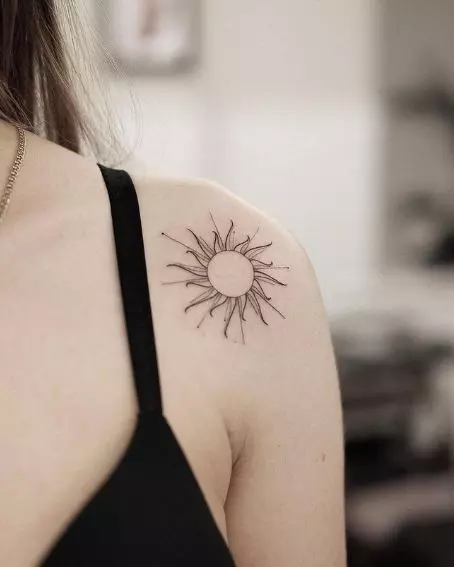 Matching crescent moon tattoos on shoulders - Tattoogrid.net
