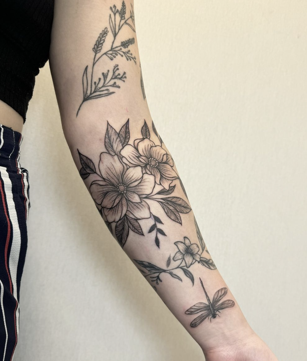 dragonfly-flower-tattoo