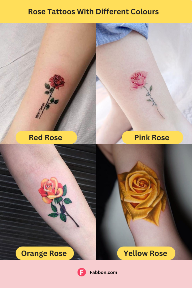 Rose tattoo with different colours