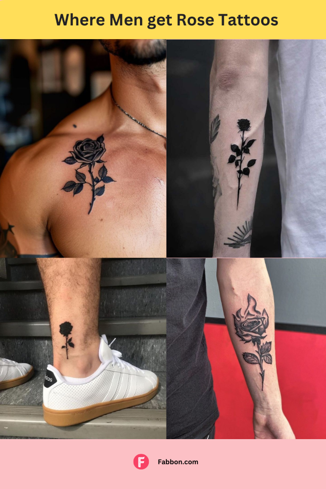 Men rose tattoos