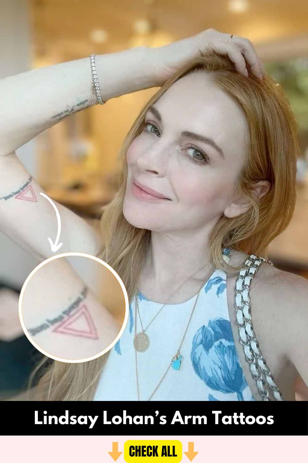 Lindsay Lohan Traingle Tattoo on Arm