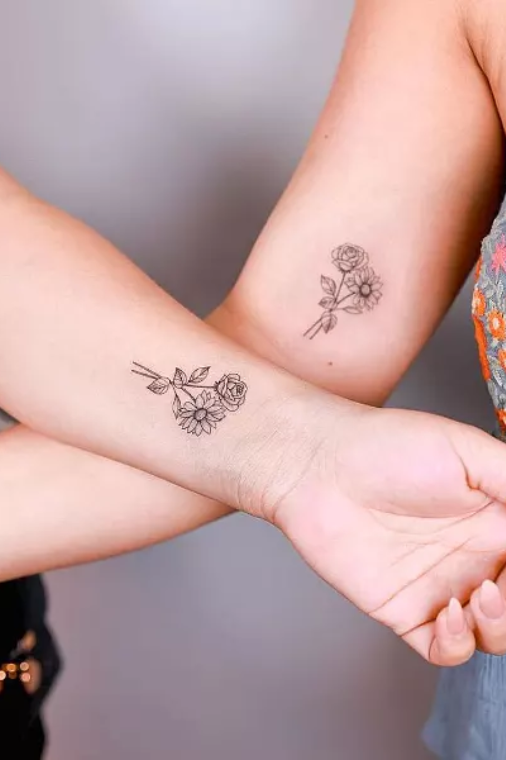 matching-sunflower-rose-tattoo