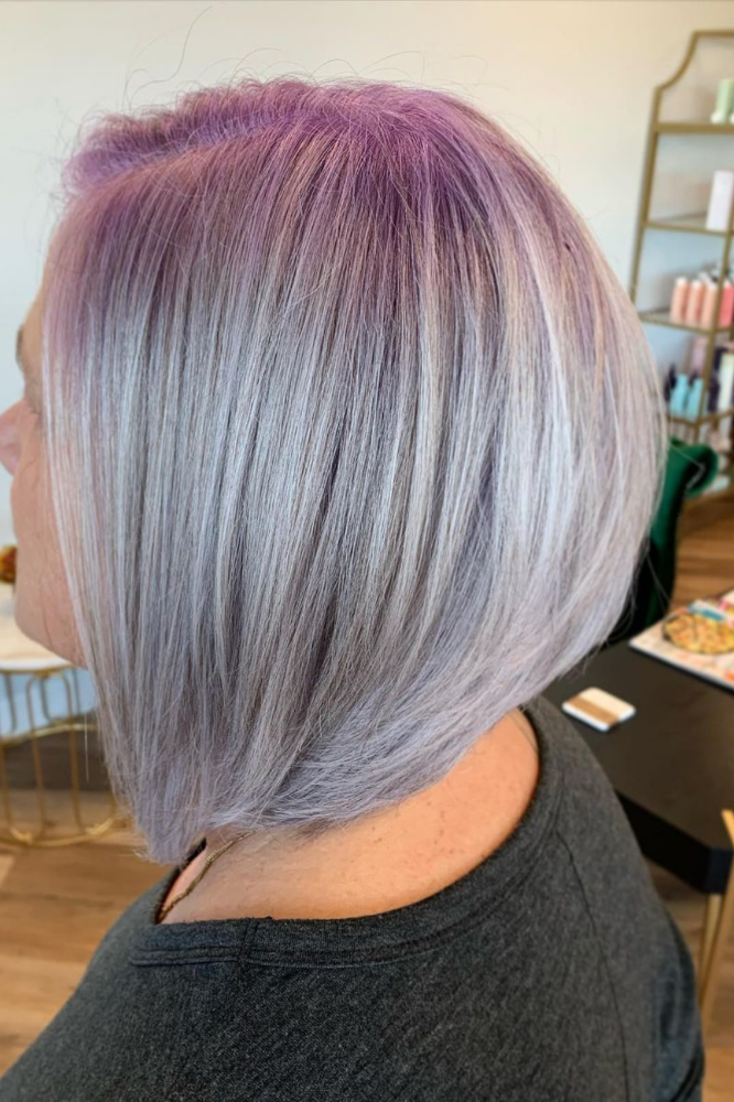 Gray Bob With Lilac Highlights