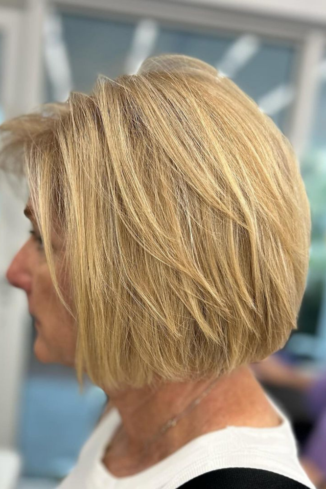 blonde layered bob