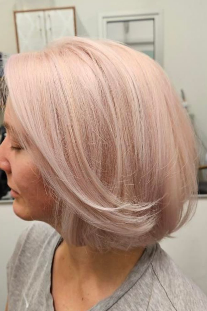 soft rose layered bob