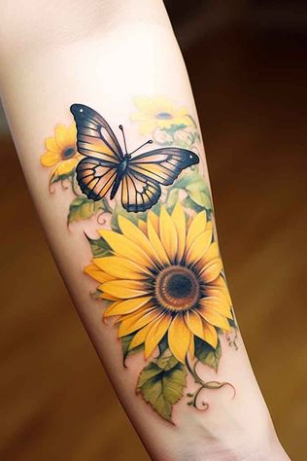 Sunflower with butterfly