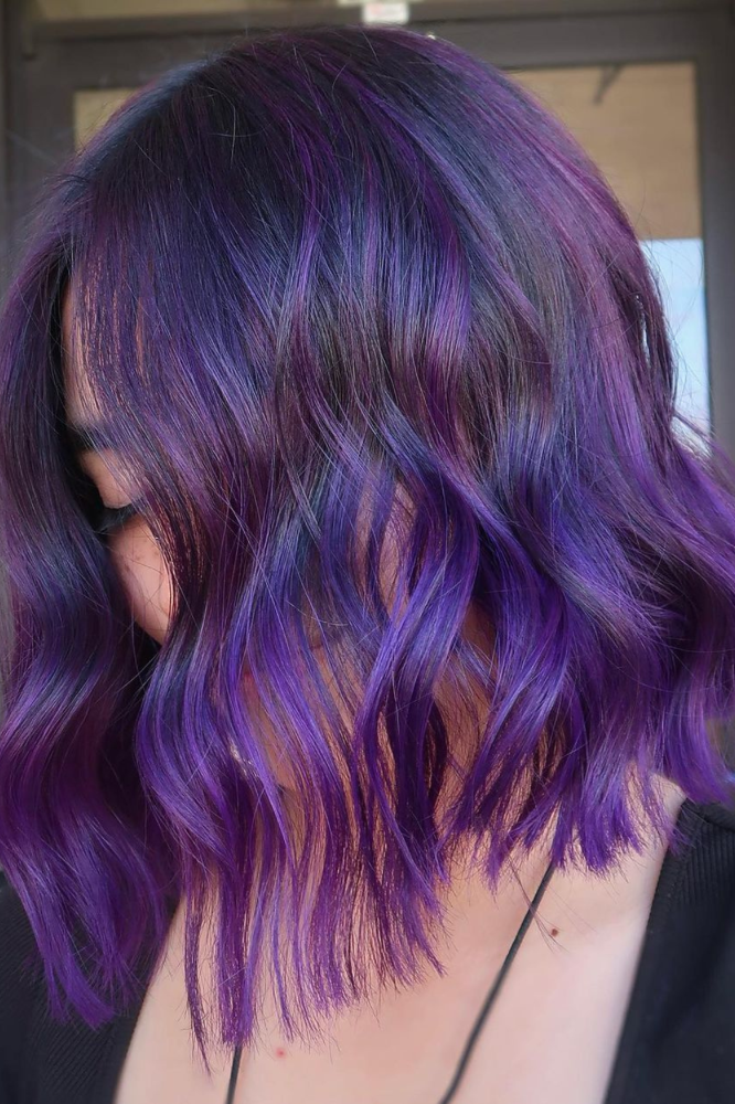 21 Purple Highlights For Dark Hair | Fabbon