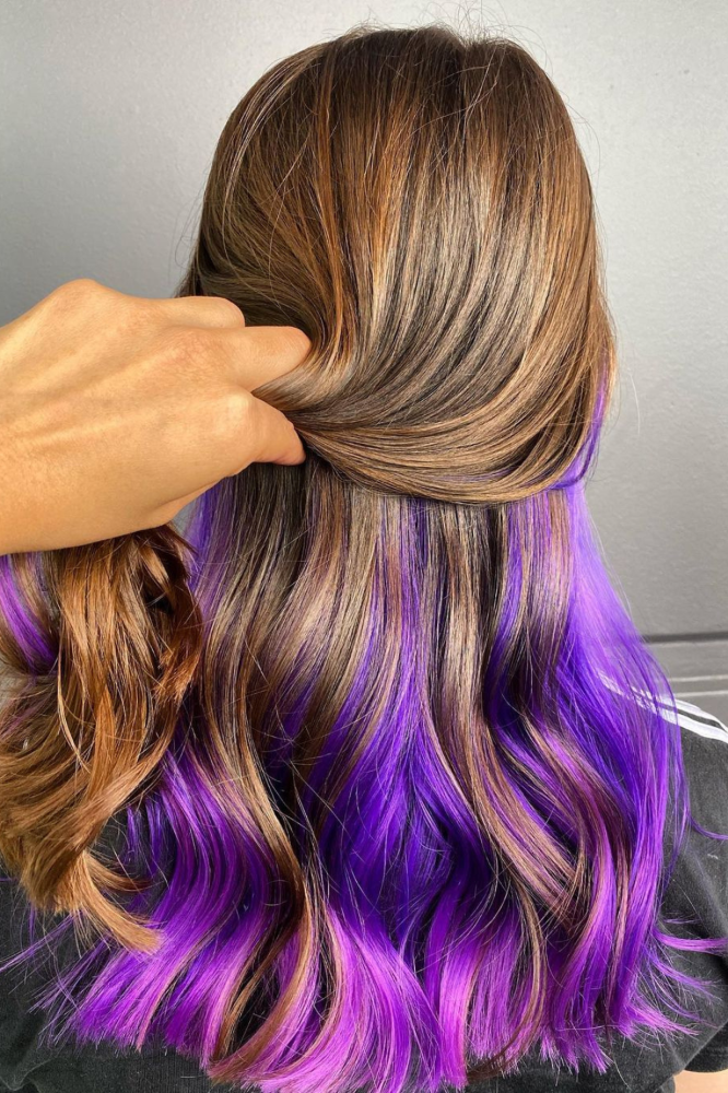 Purple-Highlights-For-Dark-Blonde Hair