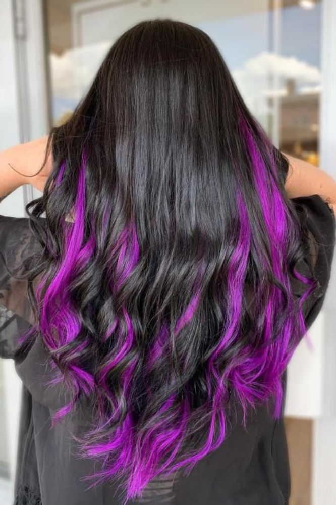 21 Purple Highlights For Dark Hair | Fabbon