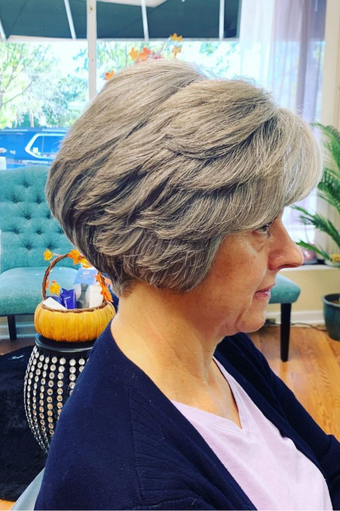 textured  grey bob