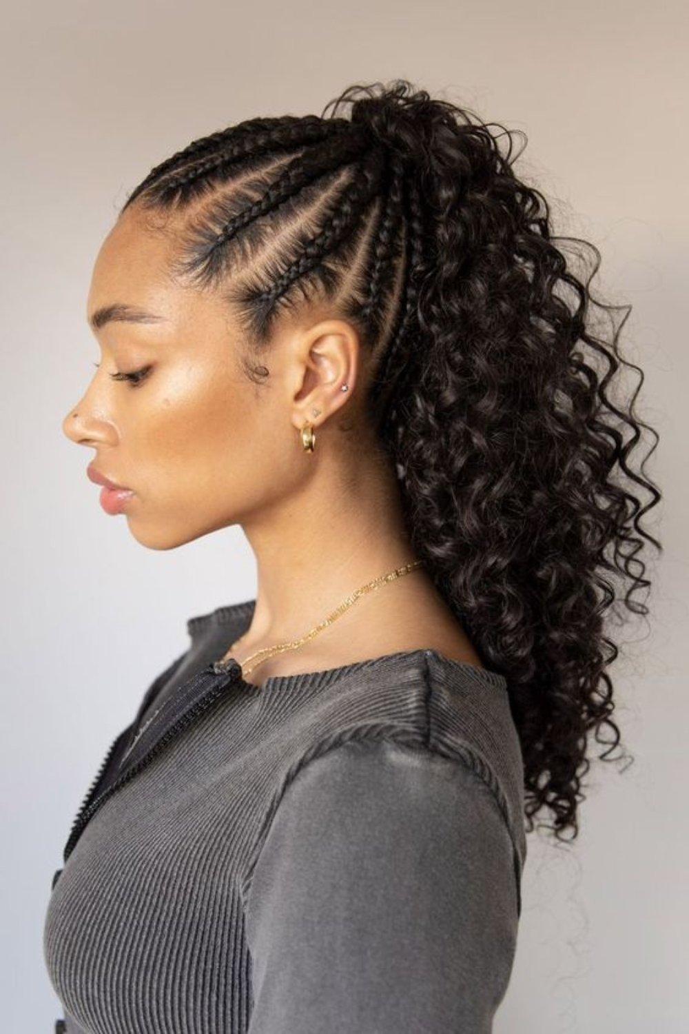 Cornrows High Pony for Medium Length Hair