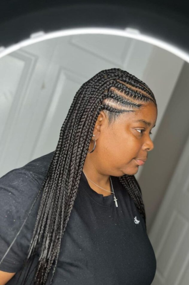 Fulani braids with knotless box braids