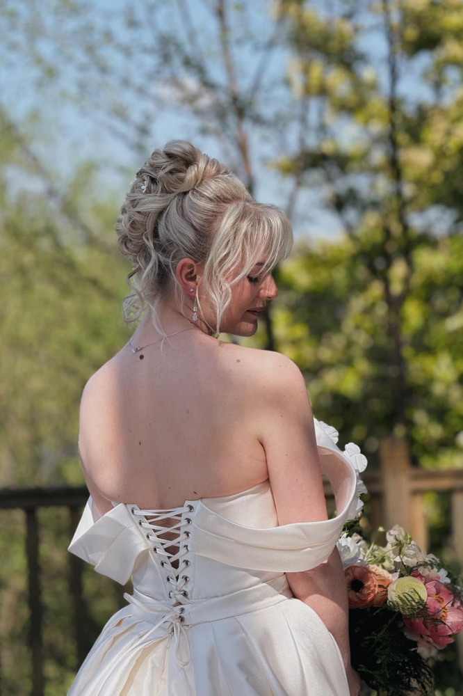 textured updo with flicks