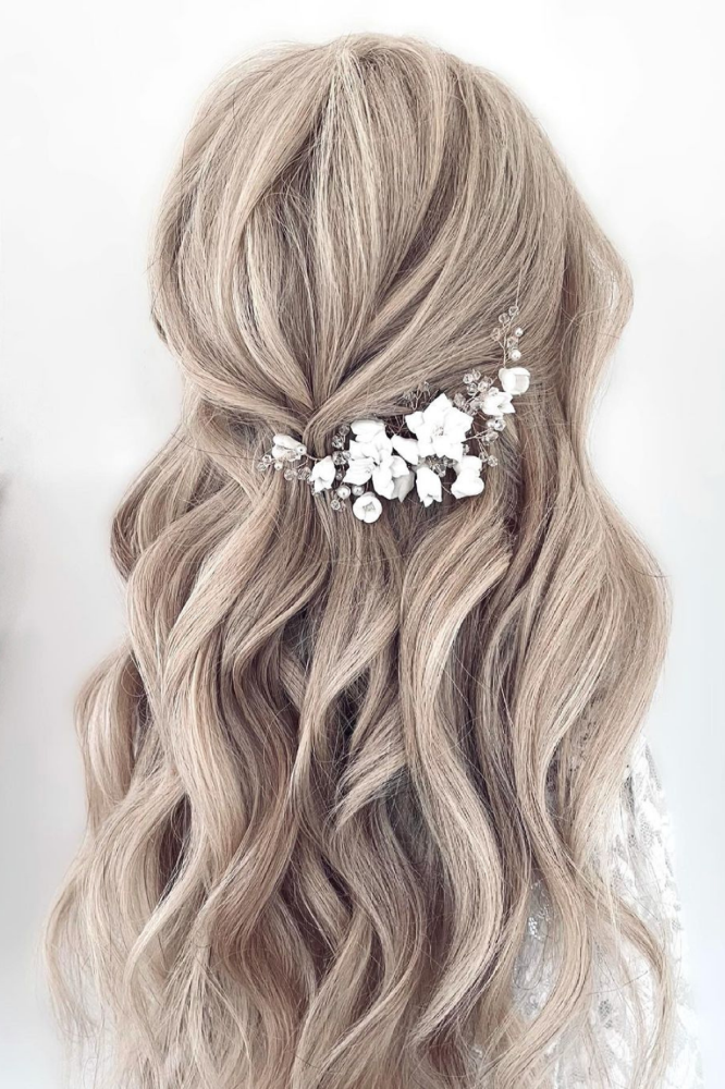 floral clipped loose waves