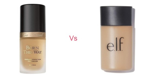Too Faced Born This Way vs Elf Acne Foundation