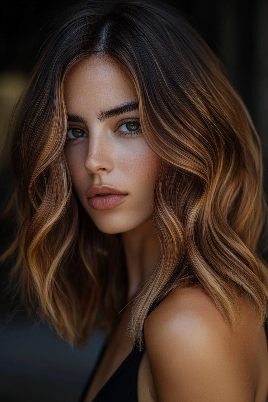 caramel-balayage-highlights-for-medium-hair-for-brunettes