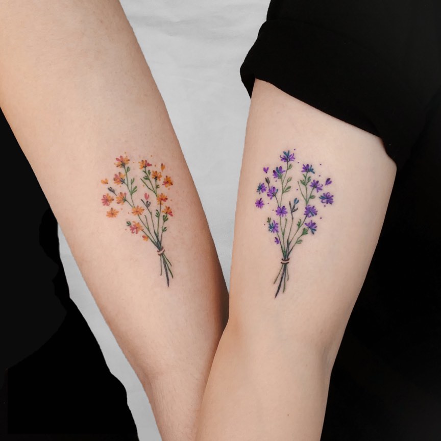 matching-floral-tattoo