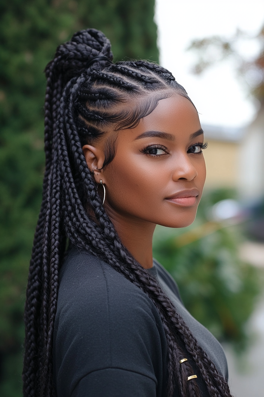 long-braided-bun-hairstyle