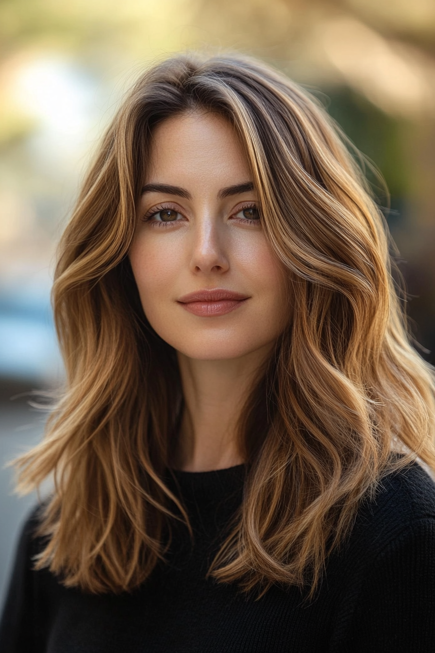 middle-parted-light-brown-hair-with-highlights