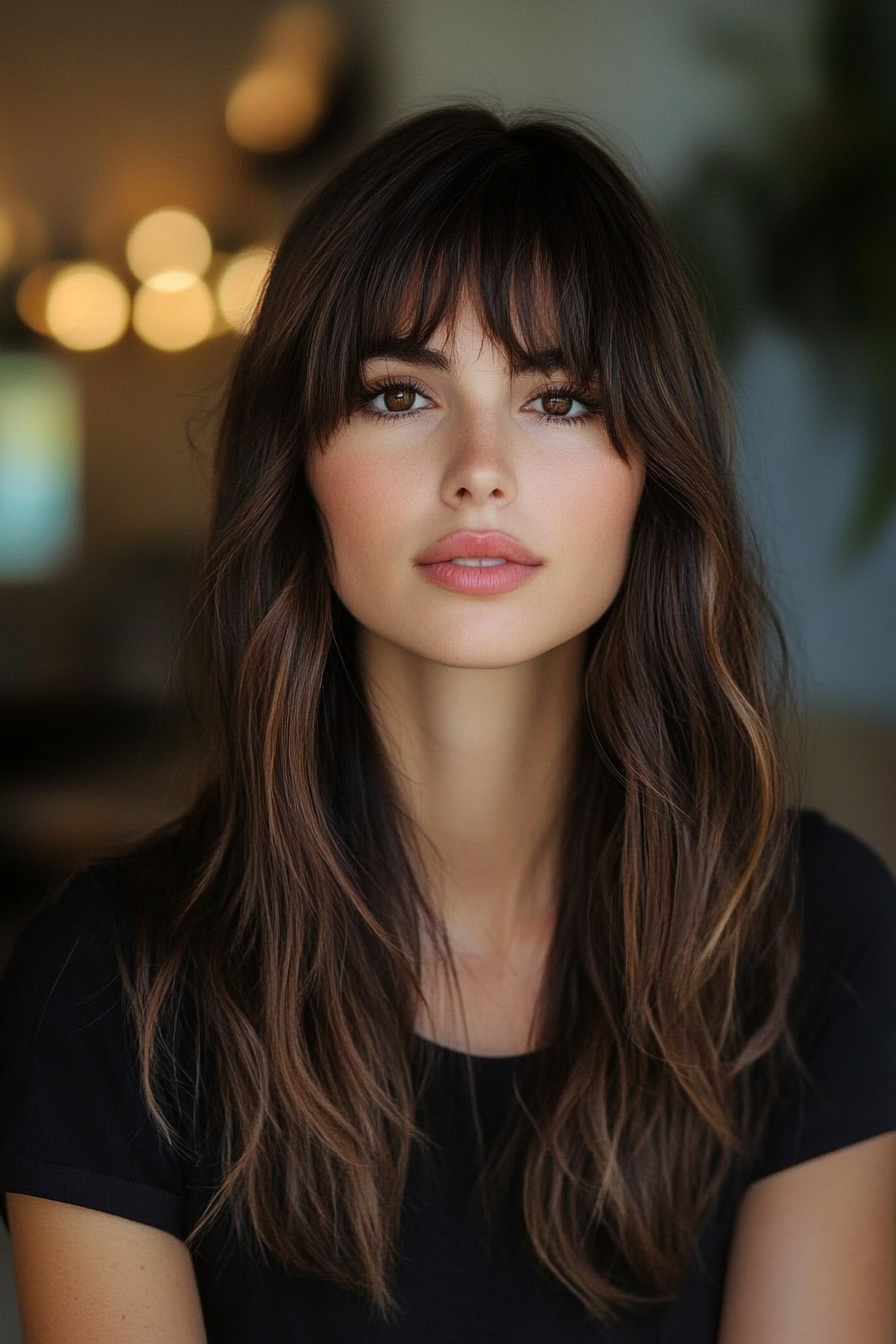 long-shag-with-bangs-with-highlights