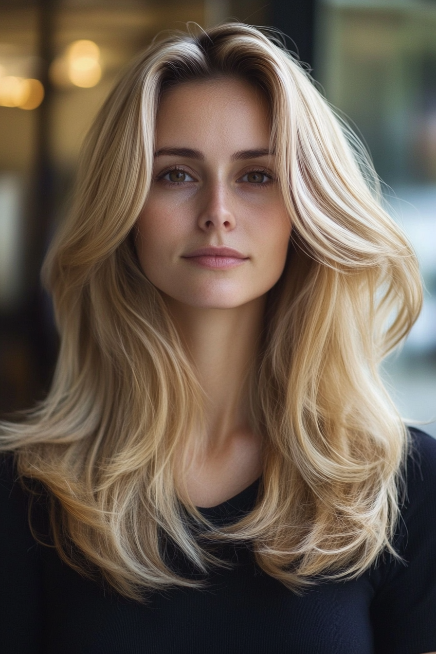 middle-parted-wavy-hairstyle-for-thick-hair