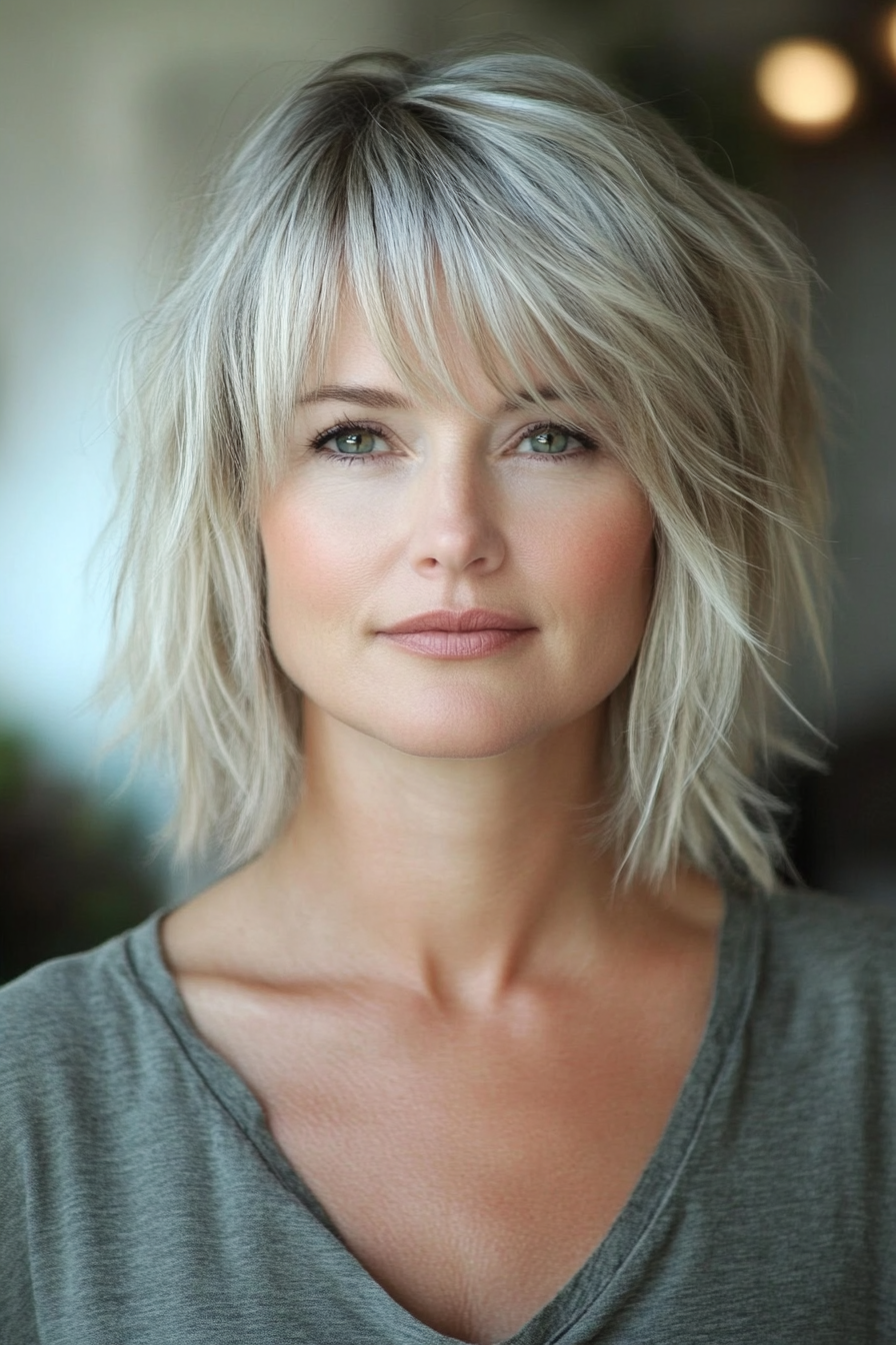 shaggy-bob-with-bangs-dark-roots