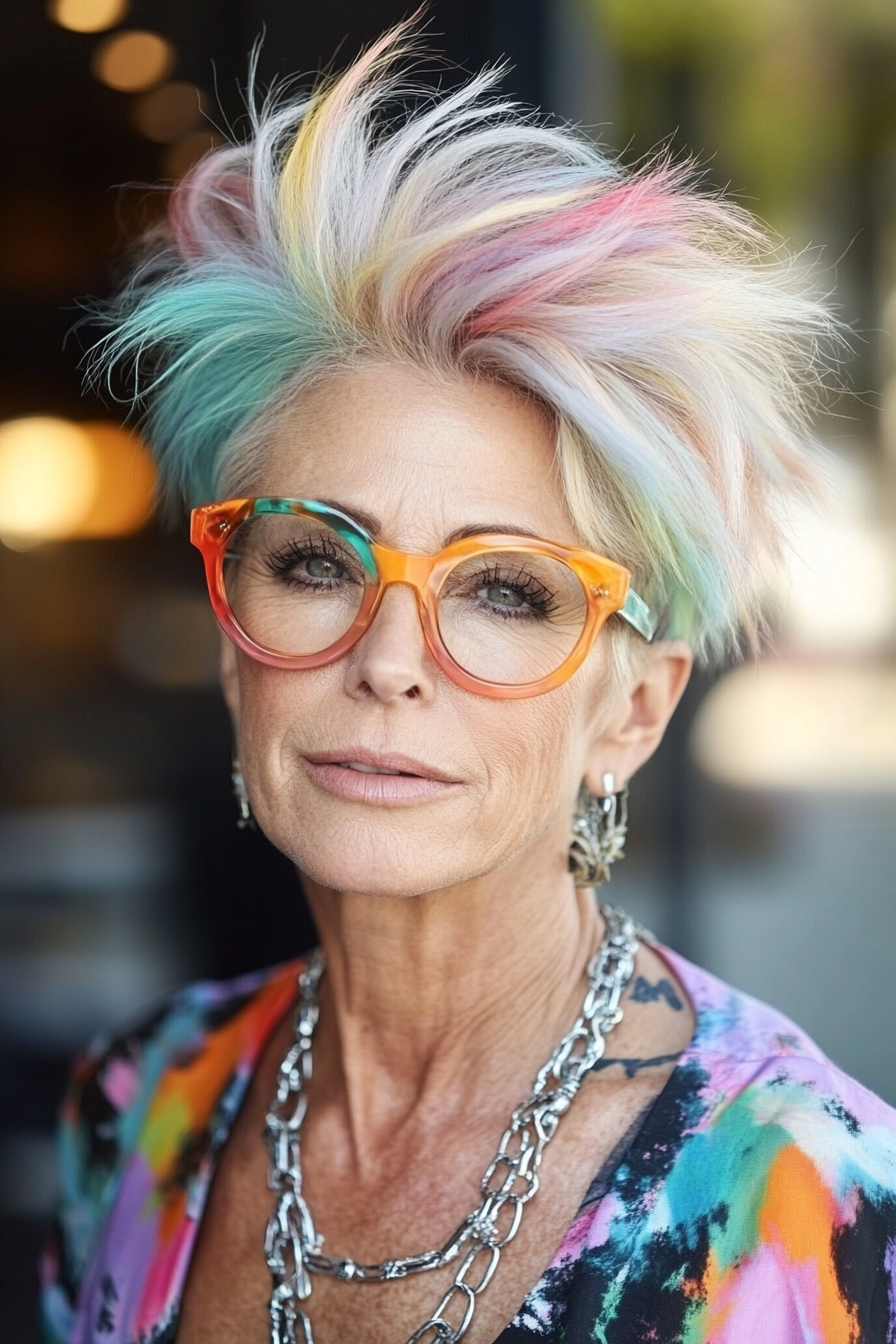 spiky-colorful-haircut-older-women