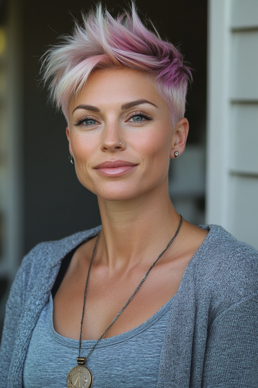 purple-highlights-colored-short-spiky-haircut