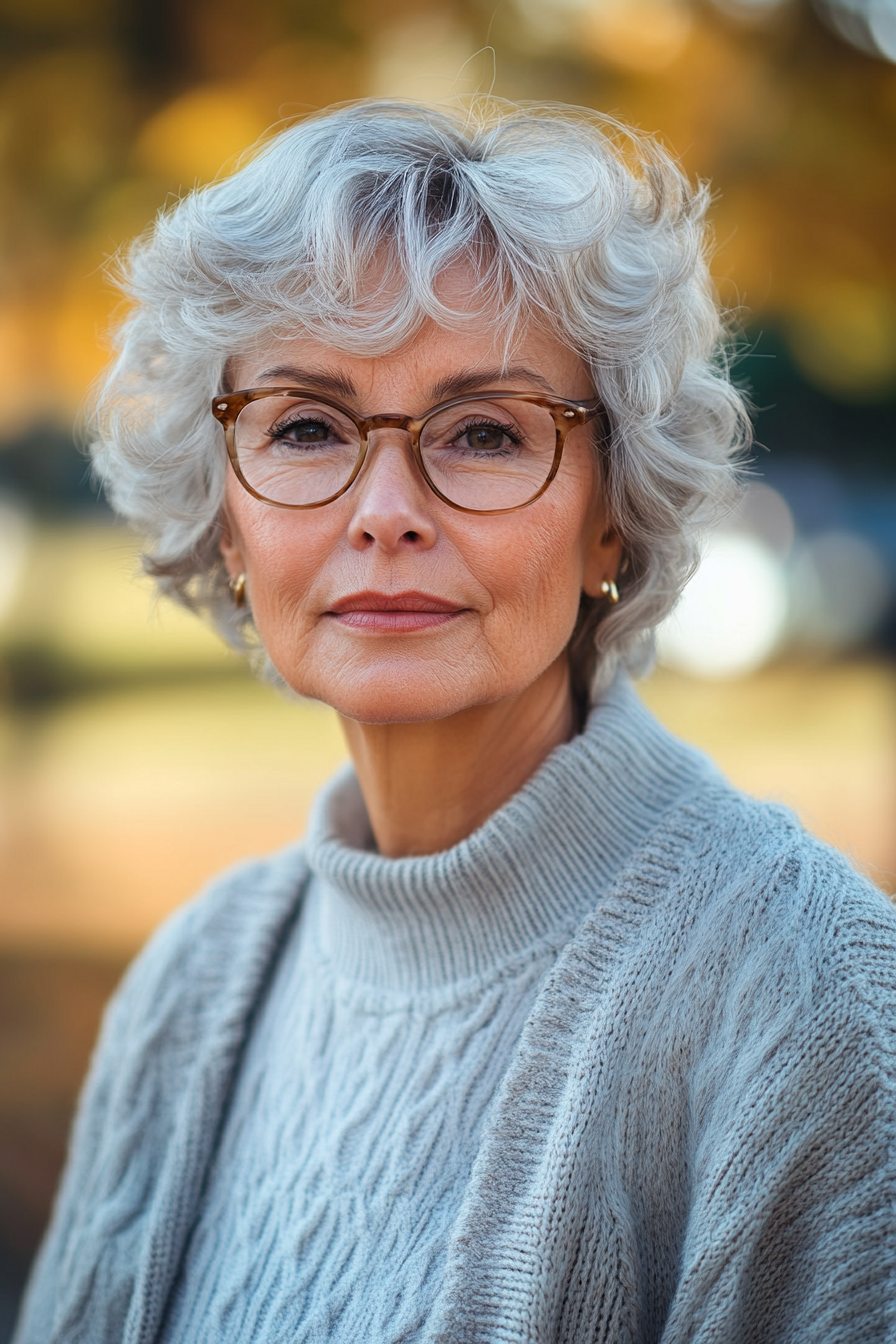 gray-curly-bob-with-glasses-for-thin-hair