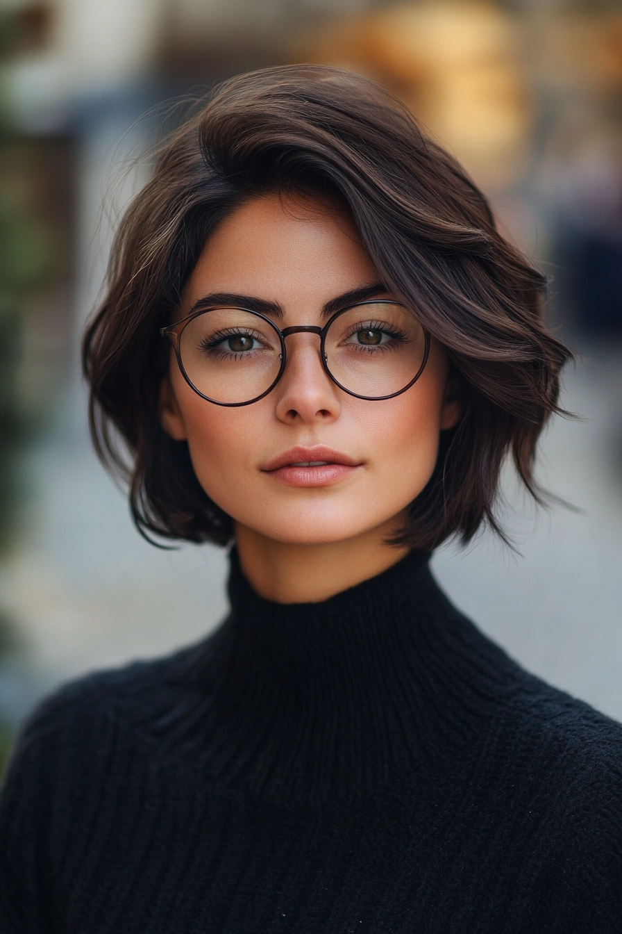 textured-bob-with-glasses-for-round-face