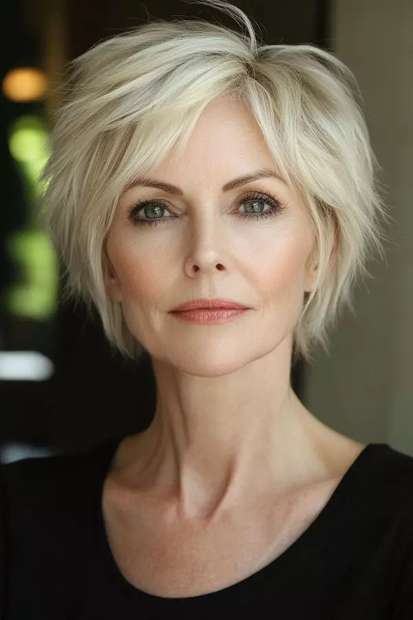 Blonde Choppy Layers – Kurzhaarfrisur ab 50