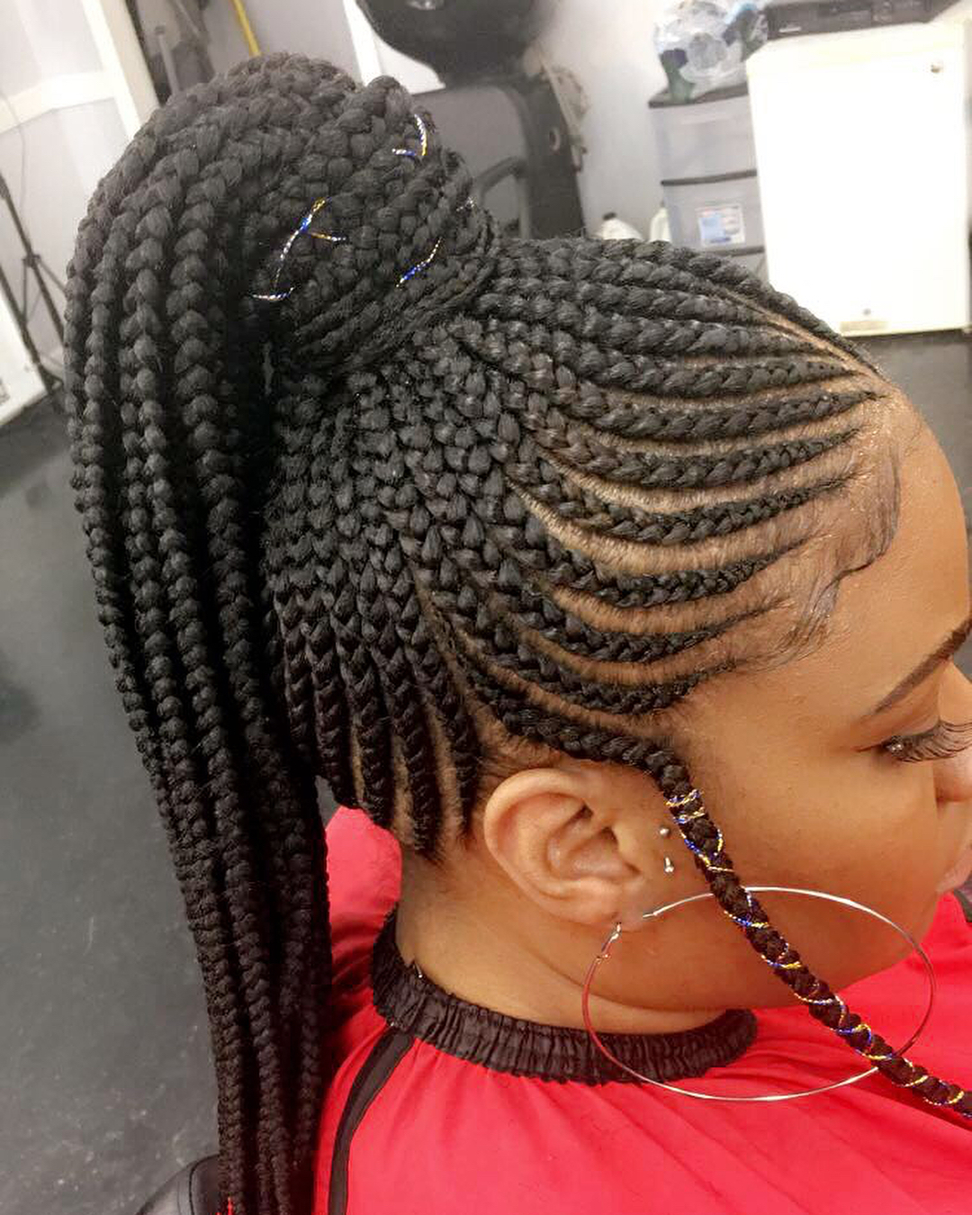 cornrow-ponytail-updo