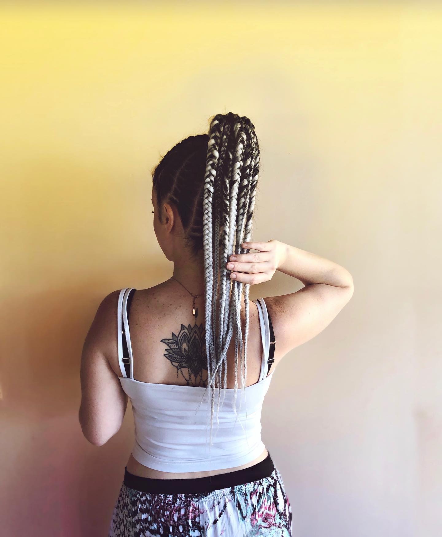 stylish-colored-cornrow-ponytail