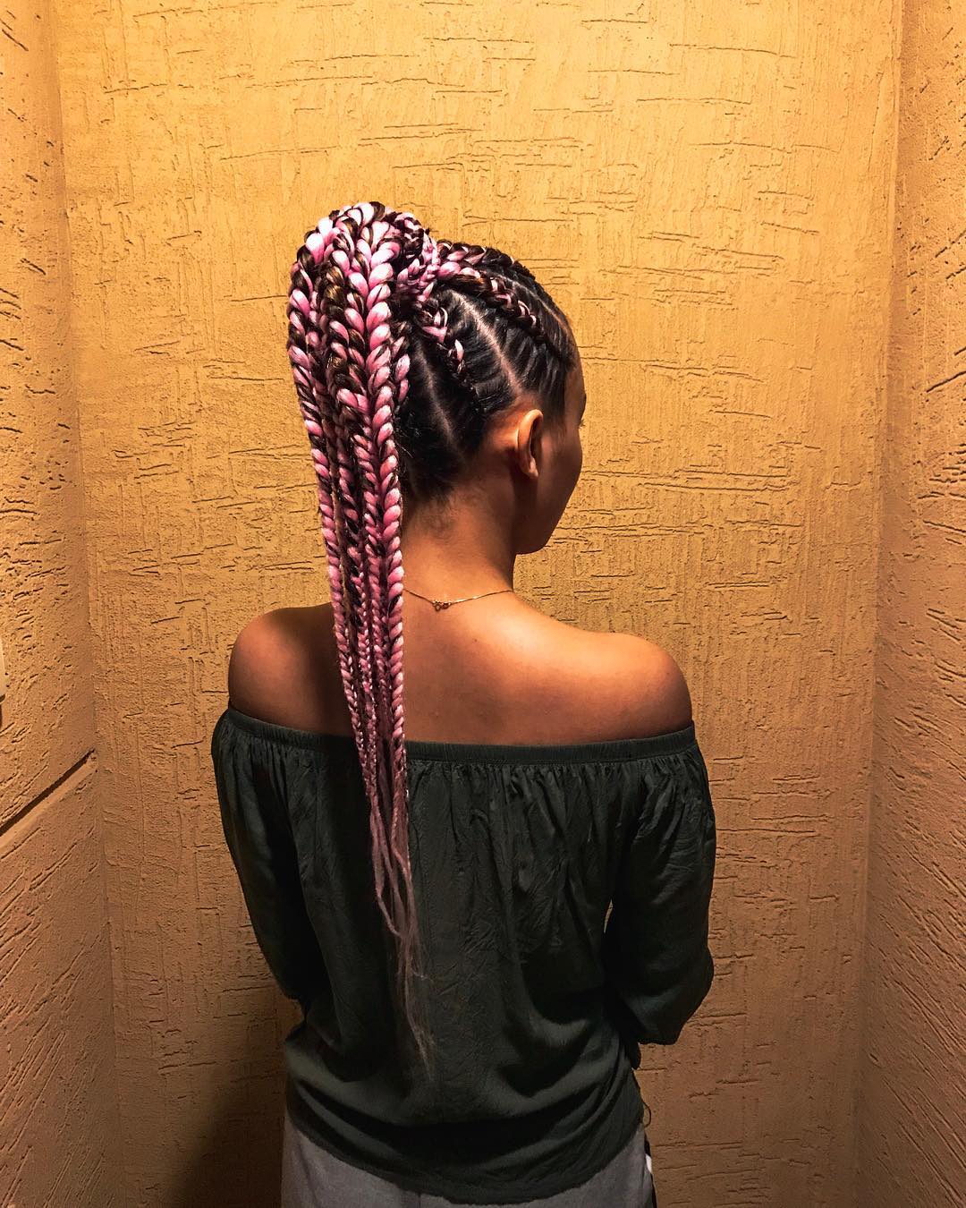 pink-cornrow-ponytail