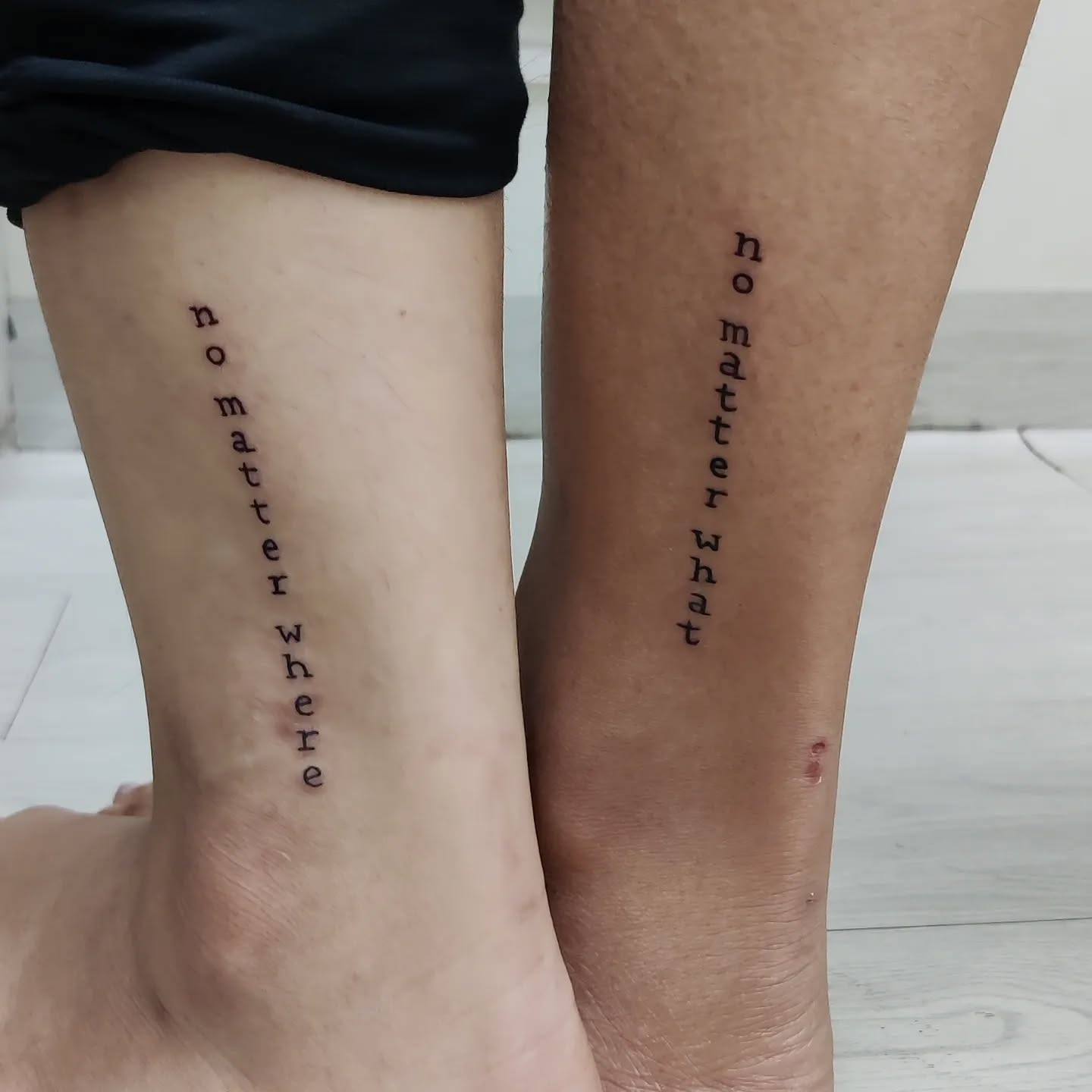 no-matter-what-no-matter-where-matching-tattoo-on-legs