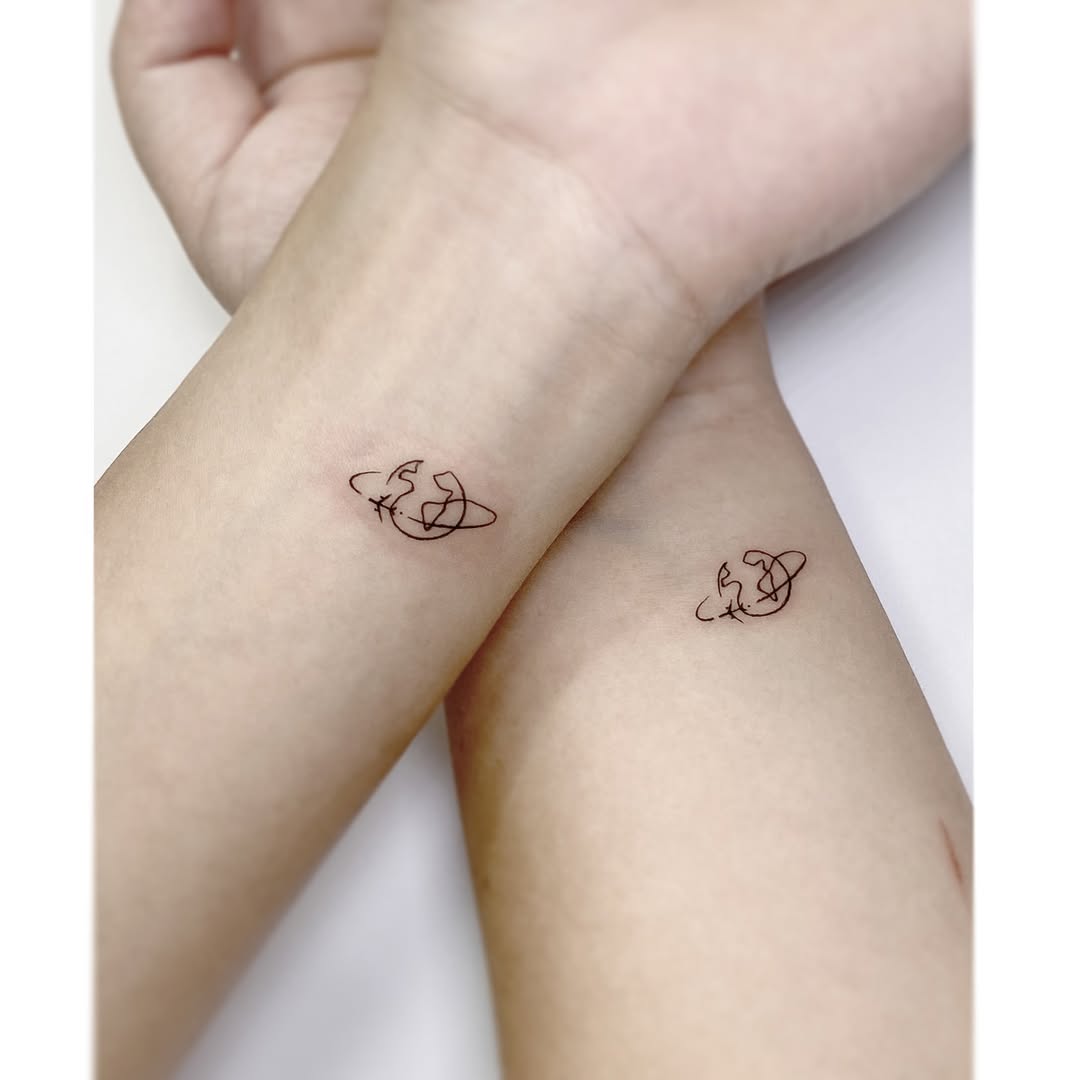 Plane Revolving Earth Tattoo