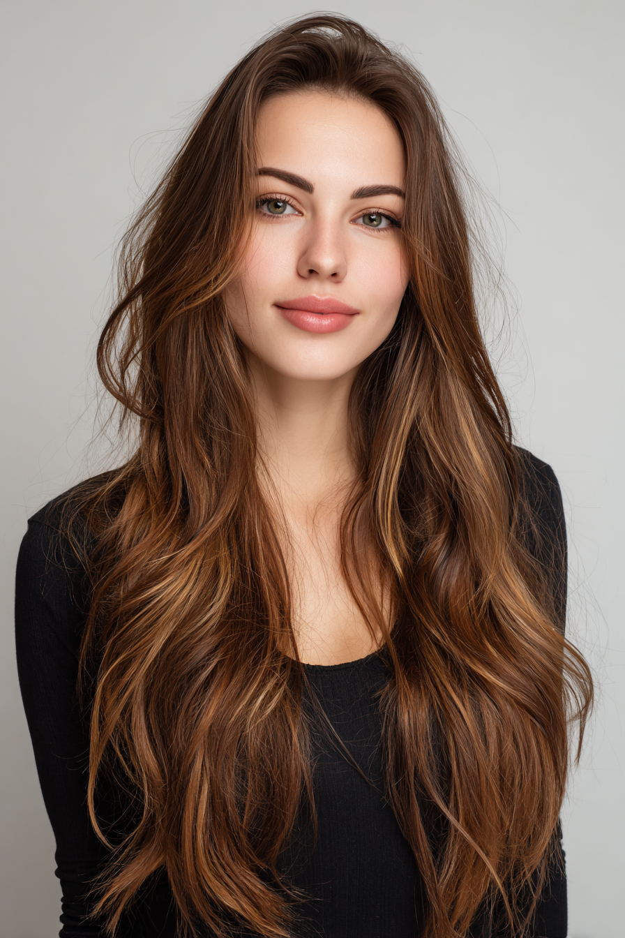 long-hair-with-caramel-highlights