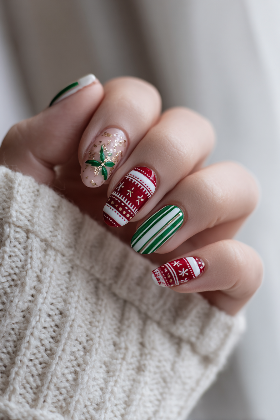christmas-green-and-red-nails