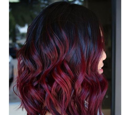 Burgundy Red Highlighted Balayage