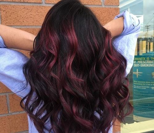 Deep Crimson Red balayage hairstyle