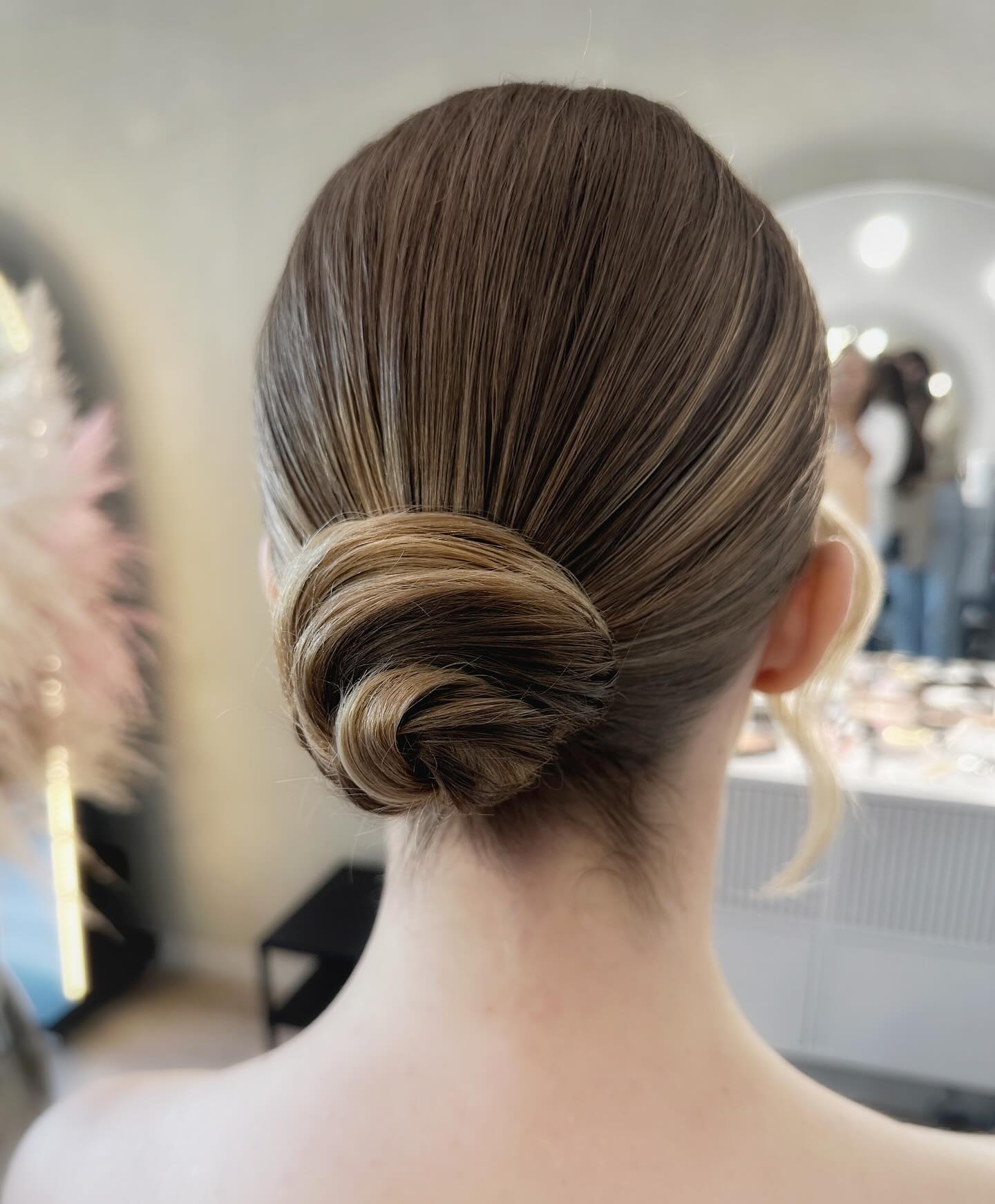 low-bun-on-highlighted-hair