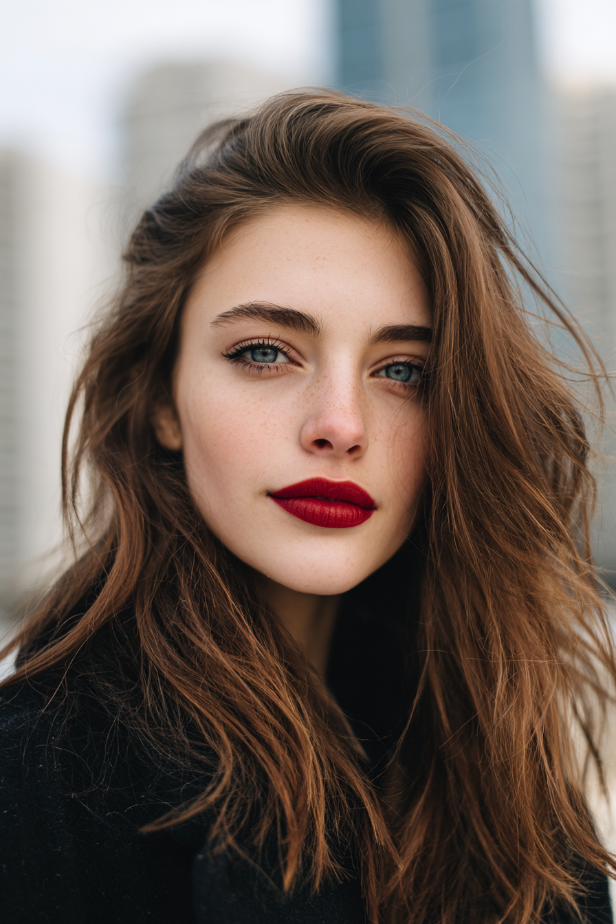 dark-red-lips-and-minimal-makeup