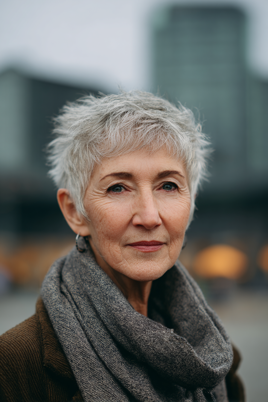 short-gray-choppy-pixie