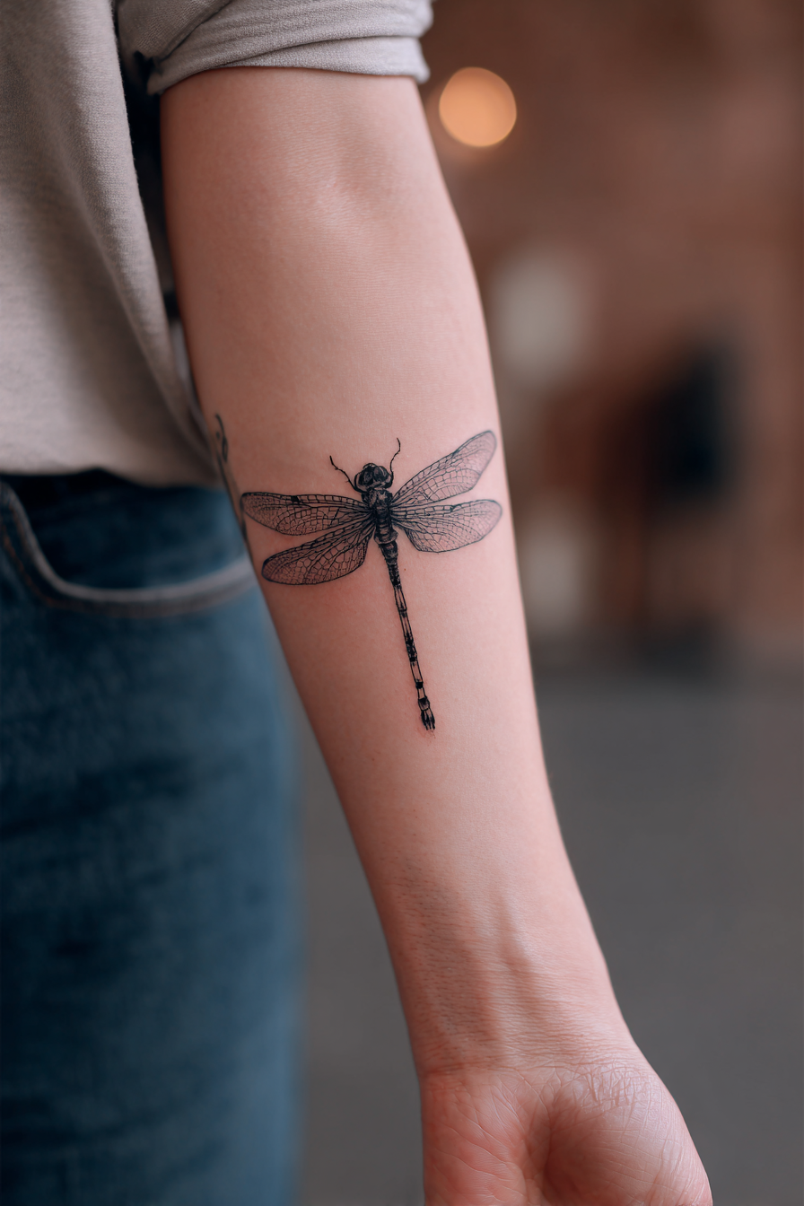 black-dragonfly-tattoo-on-forearm