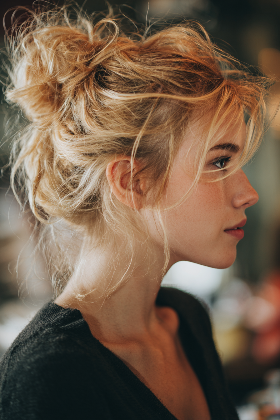 blonde-messy-bun