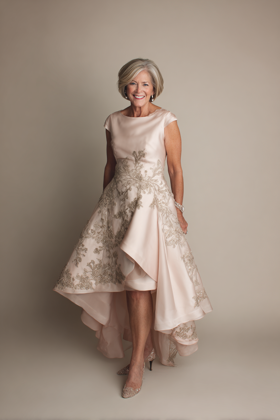 Floral Embroidered High-Low dress