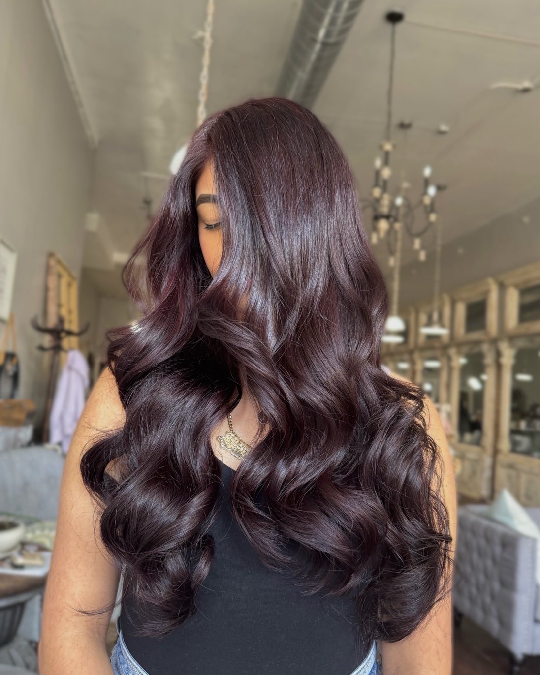 long-wavy-cherry-cola-balayage