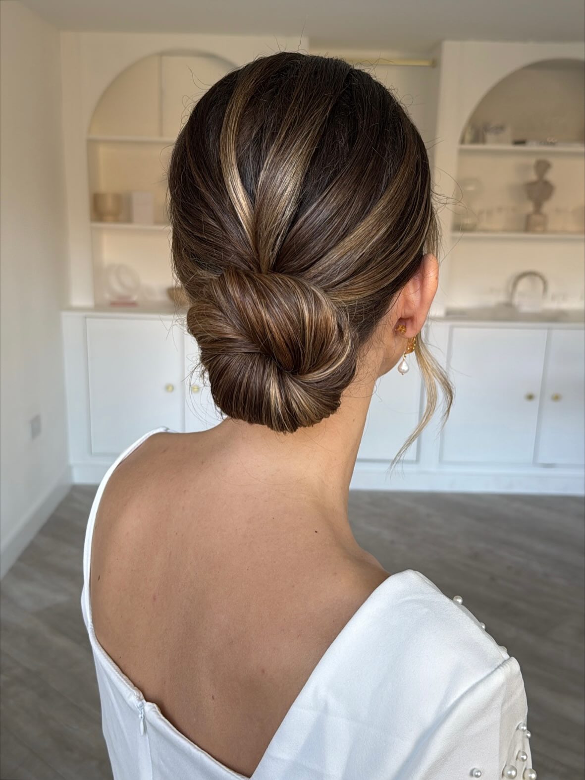 low-bun-for-highlighted-hair