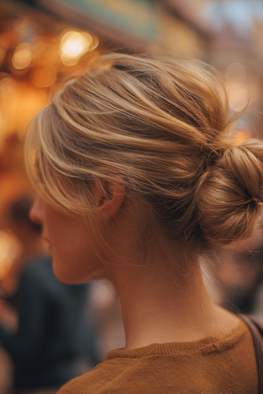 low-bun-for-lomng-blonde-hair